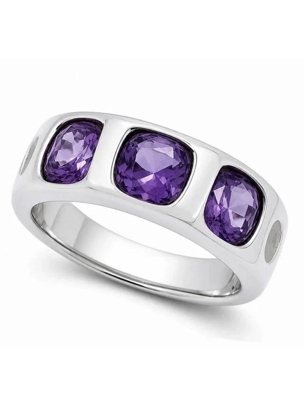 Genuine 2.25 Cts Amethyst Ring Solid .925 Sterling Silver